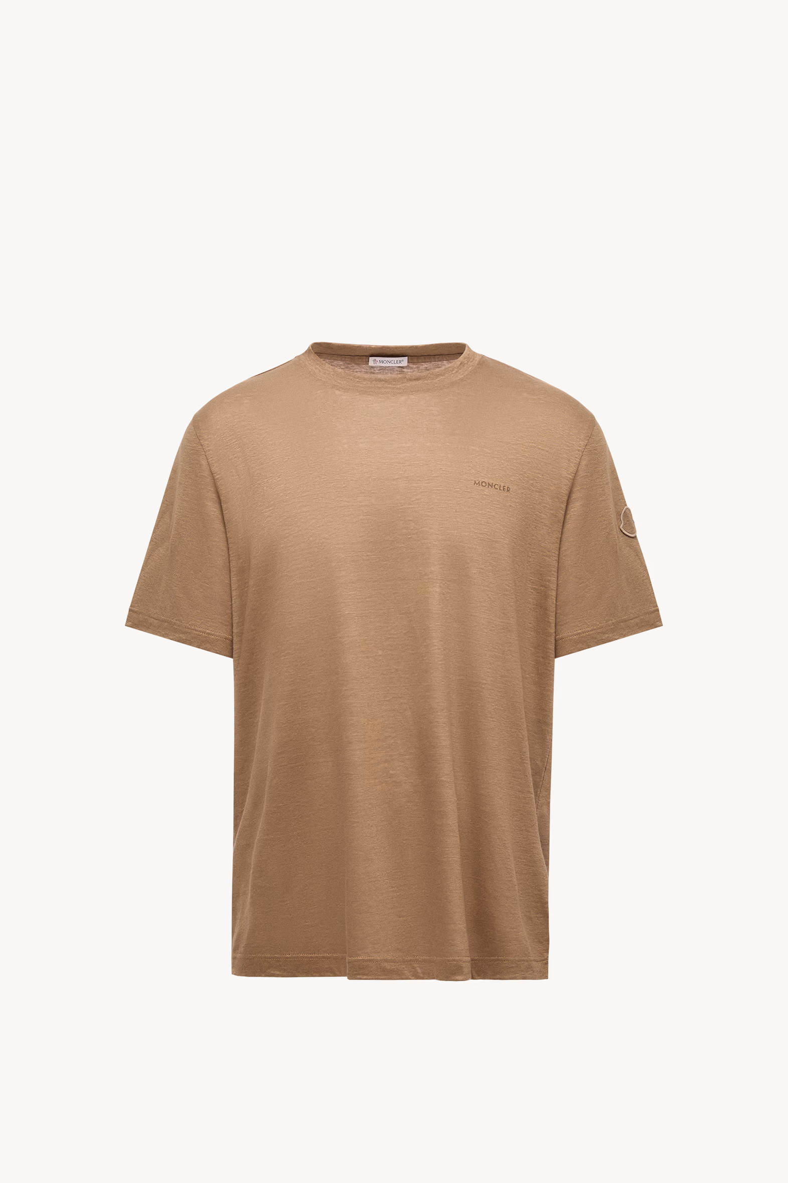 Logo Linen T-Shirt Men Ochre Yellow Moncler 2